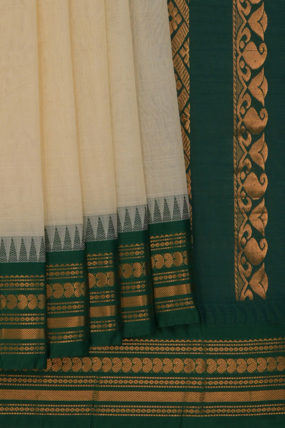 Image of Gadwal Cotton Off-White Saree